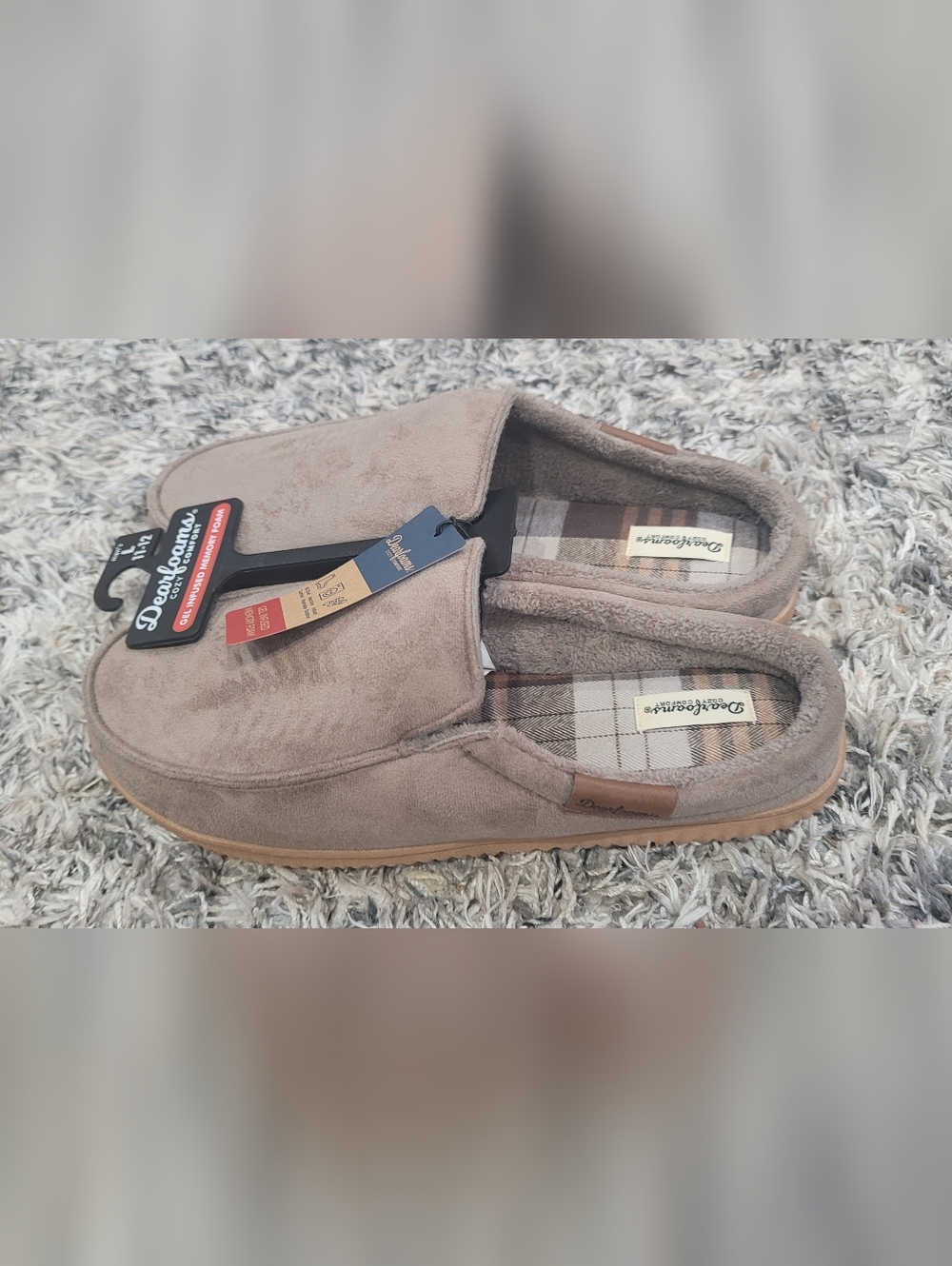 dearfoams Men’s Taupe Slip-On Moccasin Loafers